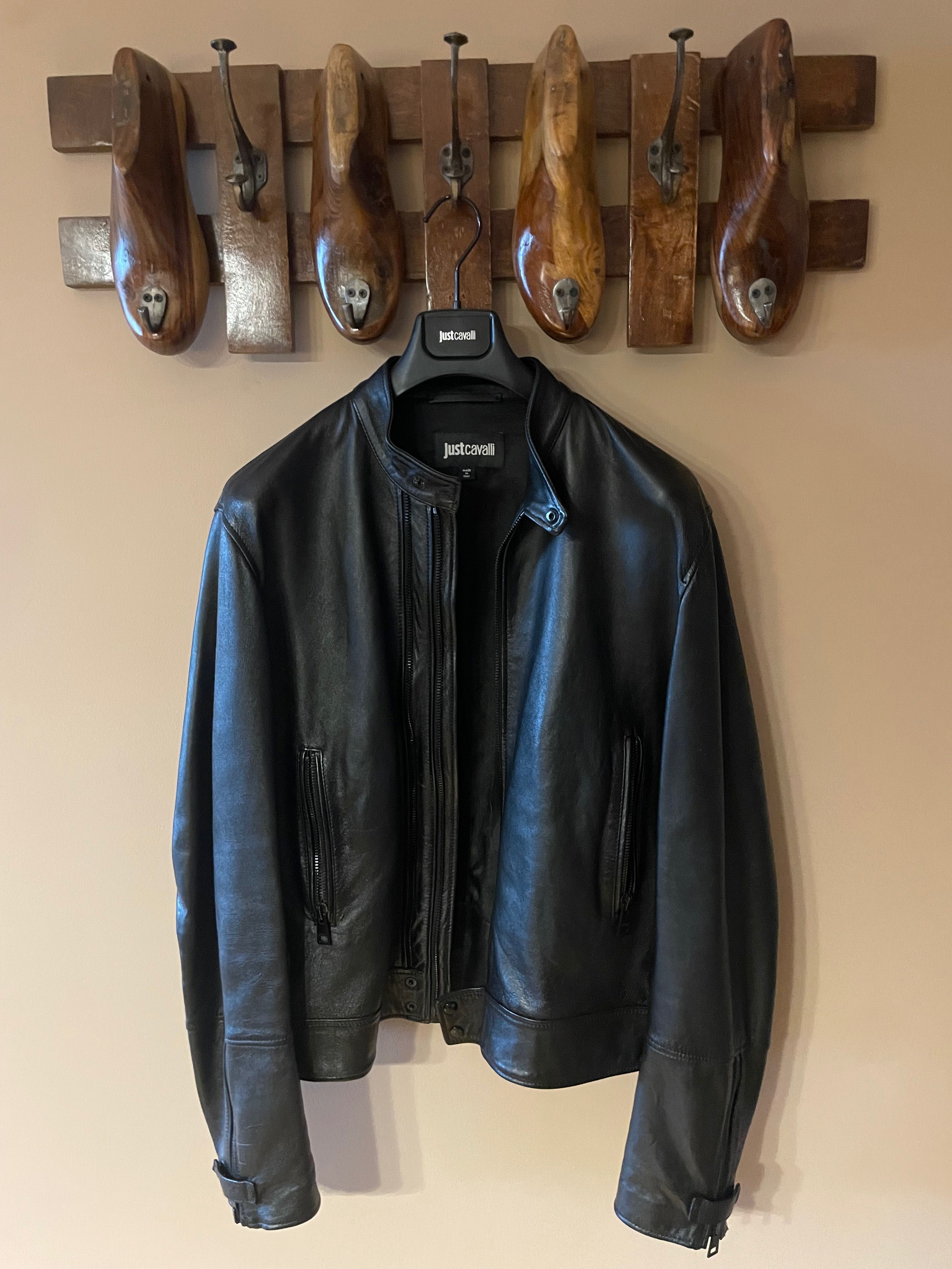 Just Cavalli мъжко кожено яке, чисто ново, оригинално, размер 54, XL L