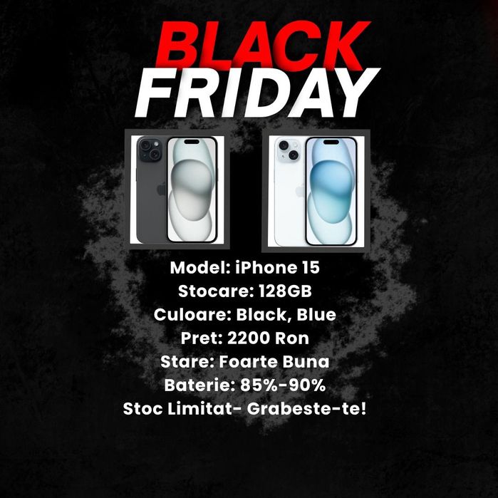 Black Friday!!! iPhone 15 128gb Black/Blue Neverlocked/Garantie