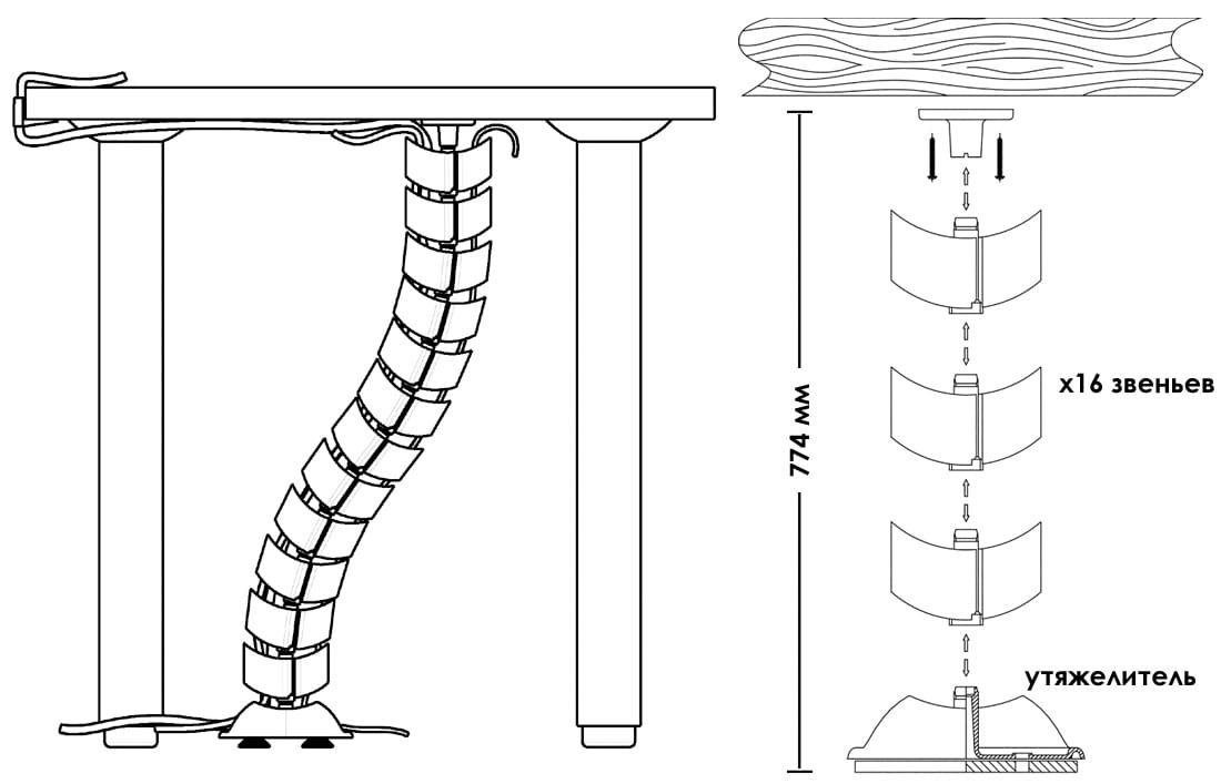 Вертикальный кабель-канал Змейка