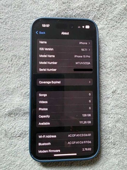 Vand iPhone 15 Pro 128 GB Titanium Black