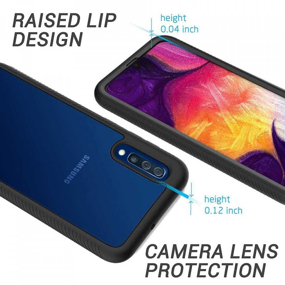 pachet 360°] husa + folie samsung galaxy a50, techsuit defense - negru