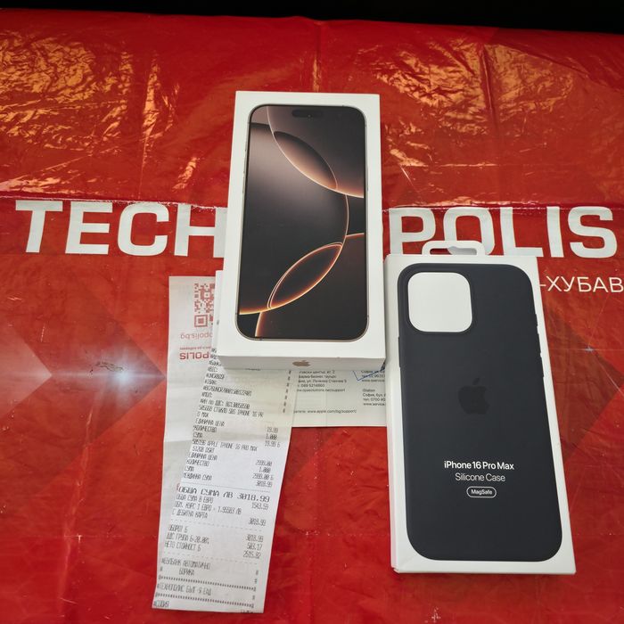 КАТО НОВ 512GB iPhone 16 Pro Max Технополис Гаранция '27 Desert Titan