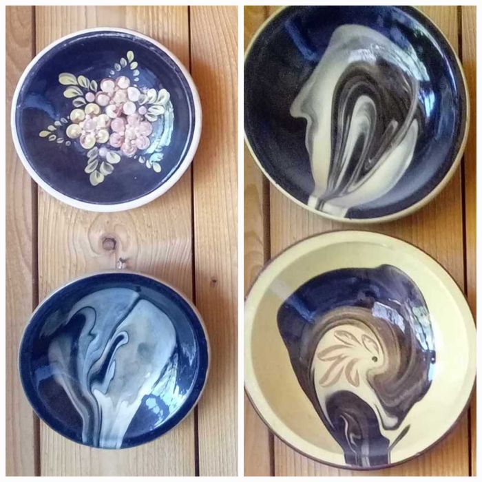 4 декоративни чинии с абстракция и прозрачна глазура.
Диаметр 20 см