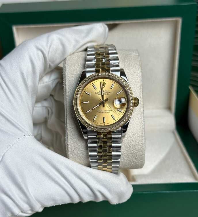 Rolex Lady Date Just 36 MM 16233 Gold Dial Two Tone