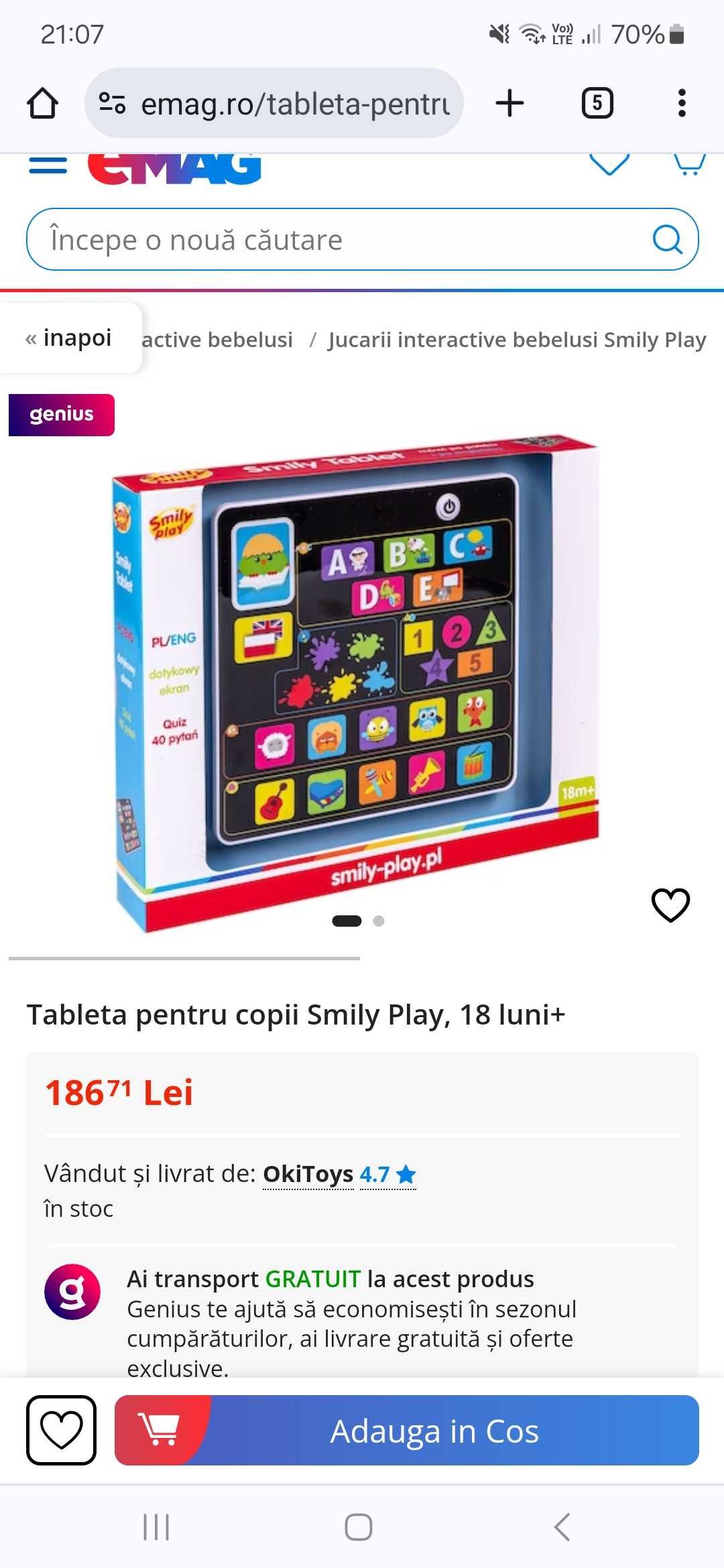 Tableta interactiva pt copii! Pret 85lei.