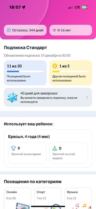 Продам абонемент Yaya