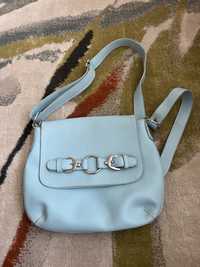 Синя стилна чанта чантичка кожена кожа
