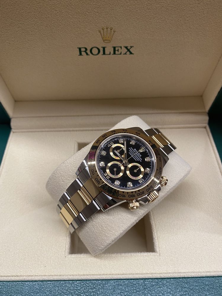 Часовник Rolex Daytona 18K Yellow Gold & Steel Black Diamond Dial