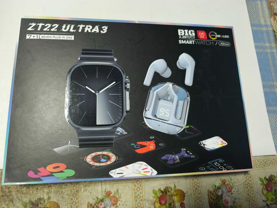 Ceas smart cu casti bluetooth si bratari