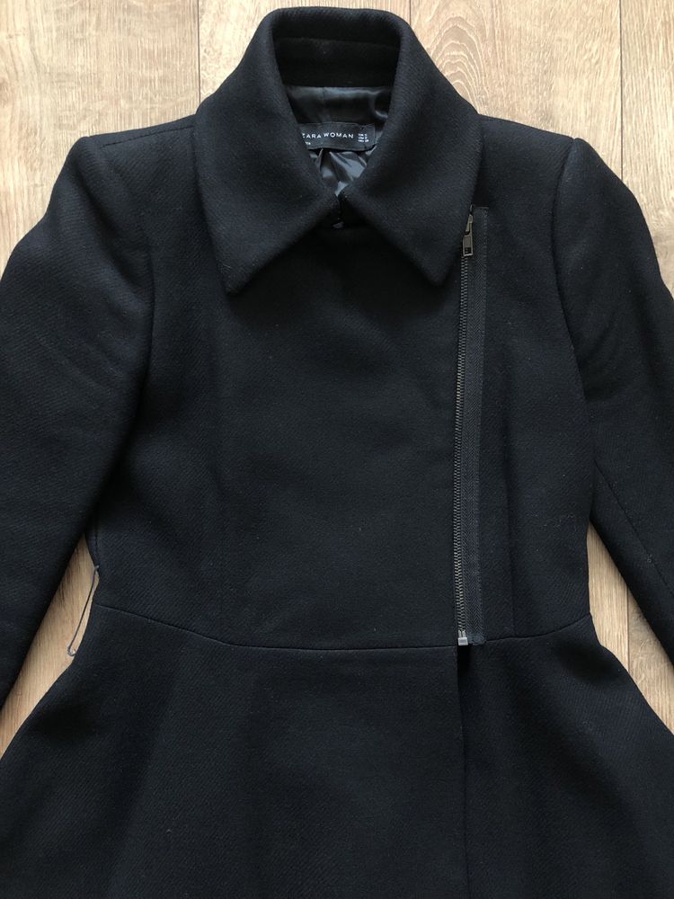 Nou ZARA Palton dama cambrat si feminin - lana | Negru | S