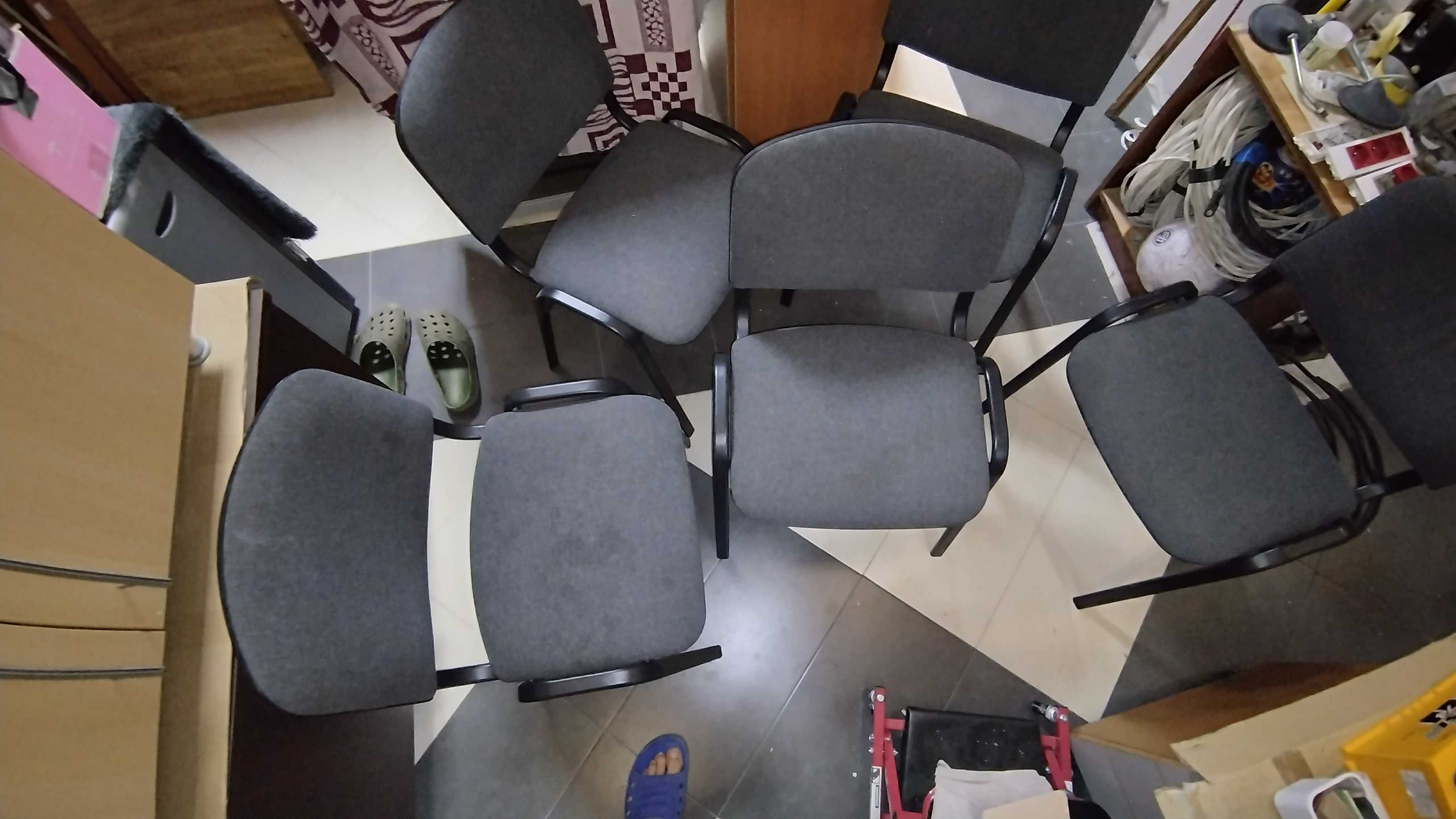Стол - посетителски офис столове текстилна дамаска сива 5бр.