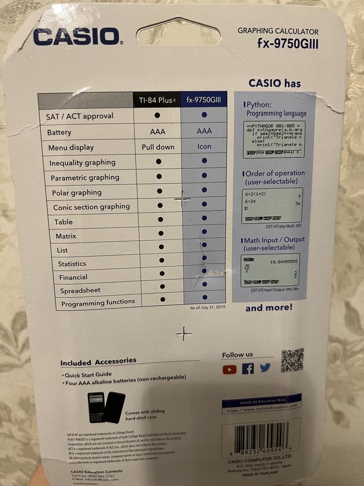 Casio FX-9750 GIII графический калькулятор.