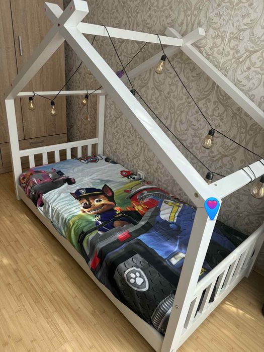 Pat Montessori copii 80x160 alb cu saltea