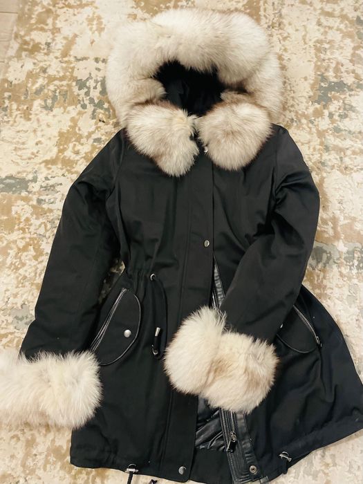 Geaca Parka cu blana vulpe argintie