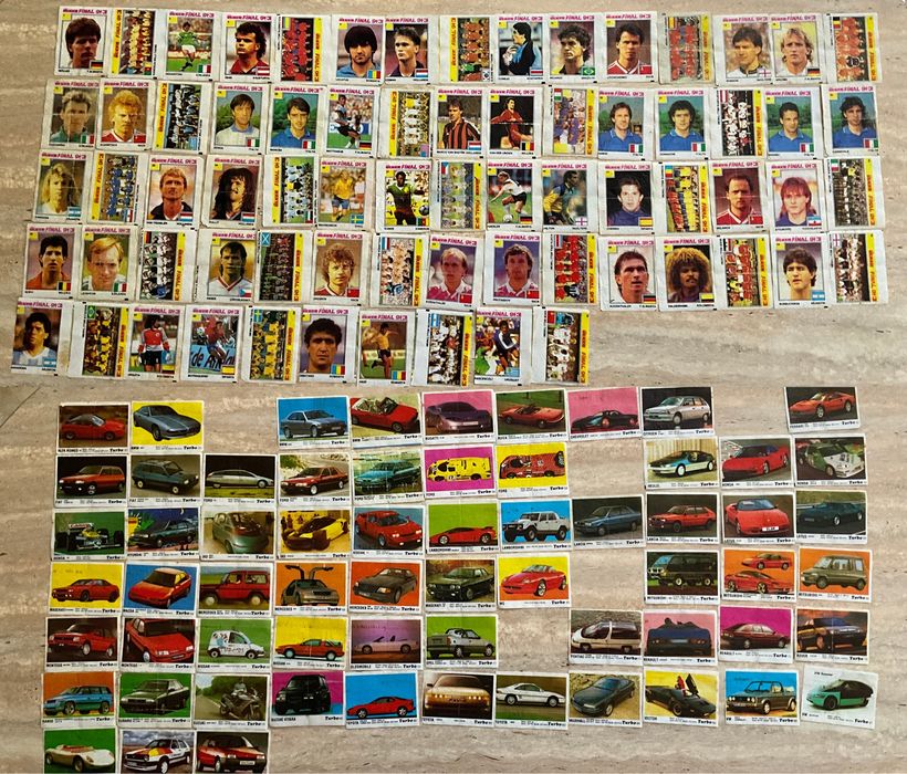 Colectie cartonase guma Turbo ani 90. Fotbalisti si Masini