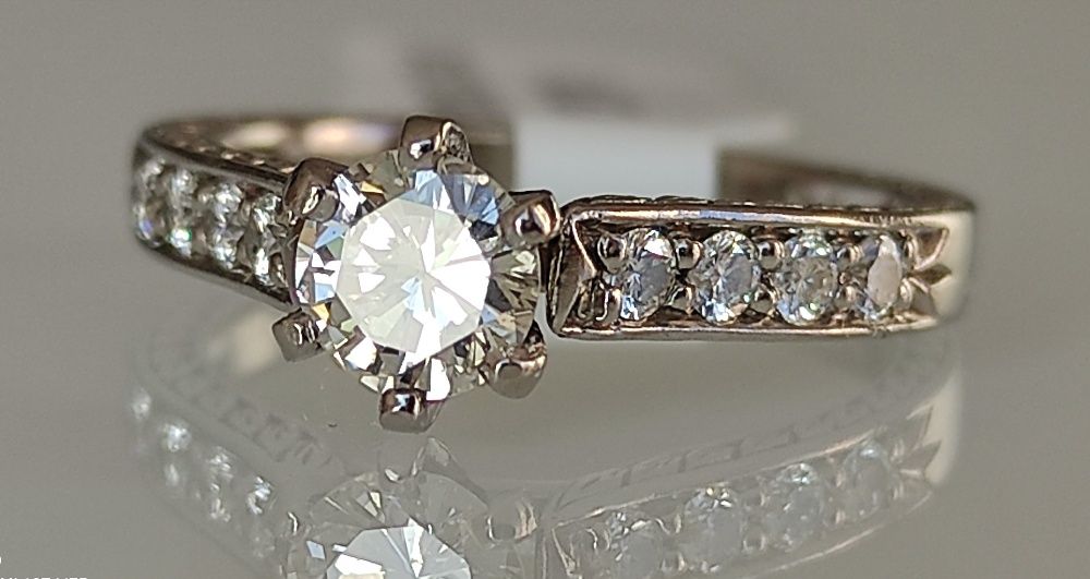 Inel logodna paladium si diamante 0.90ct mega discount Martie!