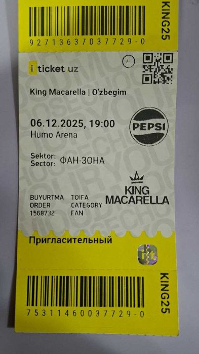 King Macarella Konsertiga bilet
