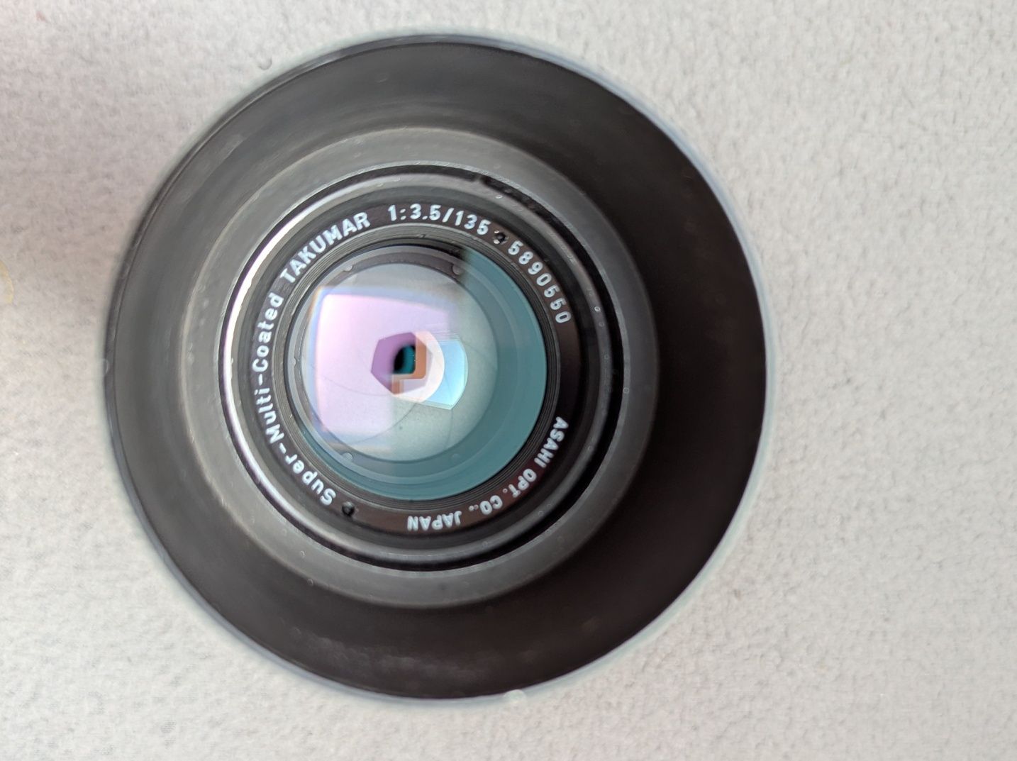 ръчен фотообектив Takumar 3.5/135 Super MC на Canon EF с адаптер