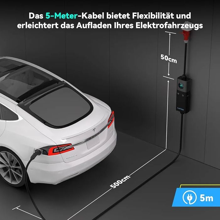 22kW Преносима зарядна станция за електромобили, трифазна, Type 2 5м