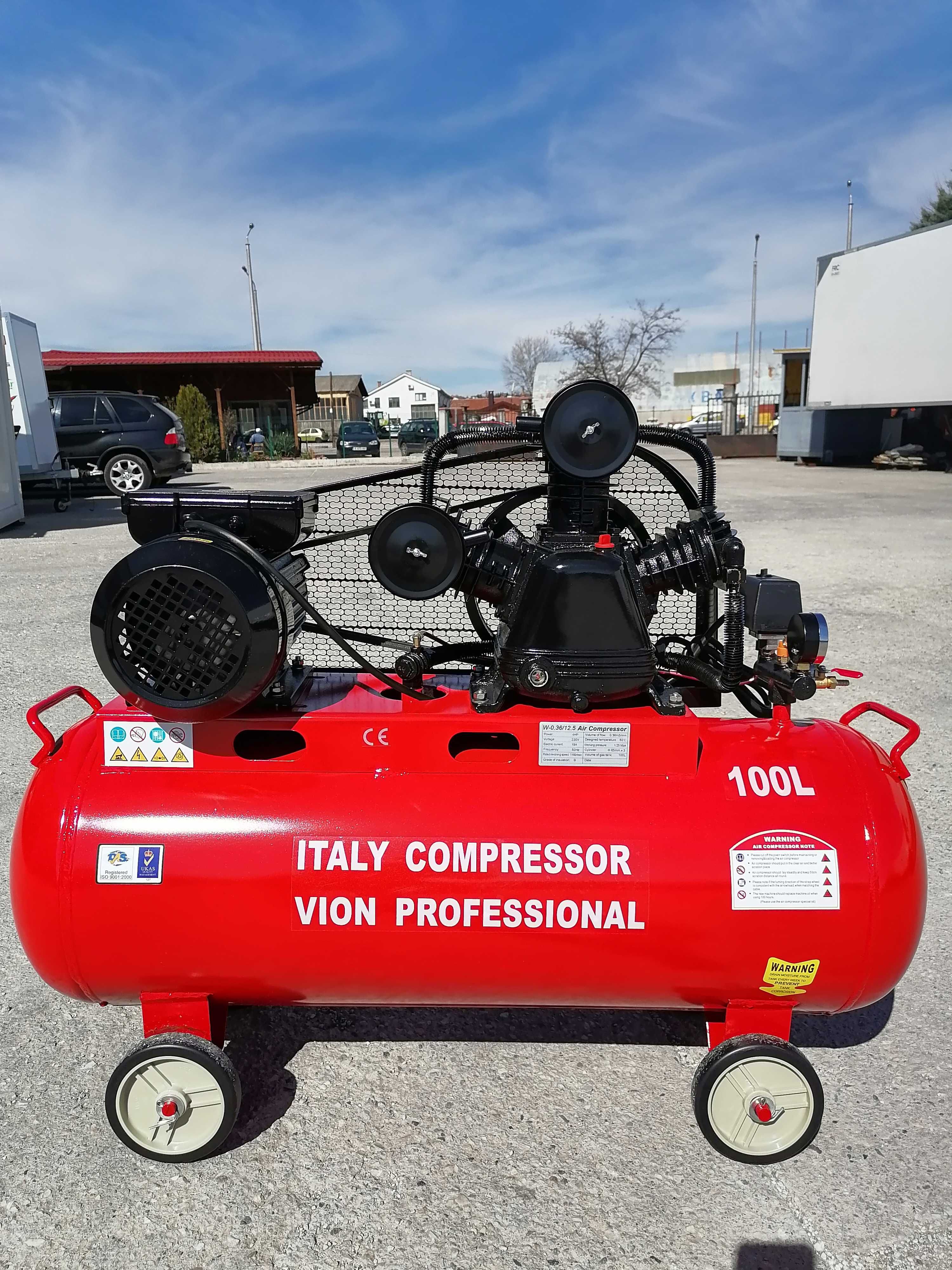 ITALY Компресор за въздух 100L двуцилонров 360 л/мин