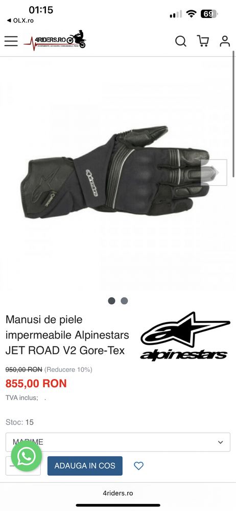 Manusi moto Alpinestars JET ROAD V2 Gore-Tex, noi M, Dainese Tempest S