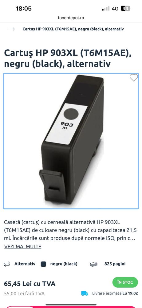 Toner cartus imprimanta h903bkxl compatibil (T6M15AE)