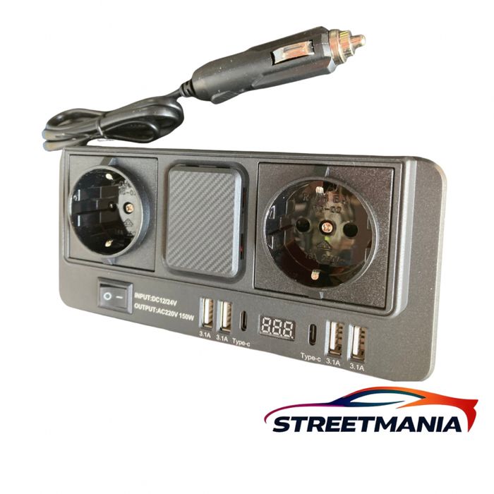 Преобразувател на напрежение 12/24V към 220V – авто инвертор