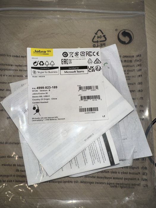 Слушалки Jabra Evolve 20, Stereo MS