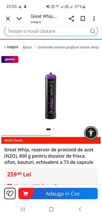 Butelie Azot Great Whip 600Gr
