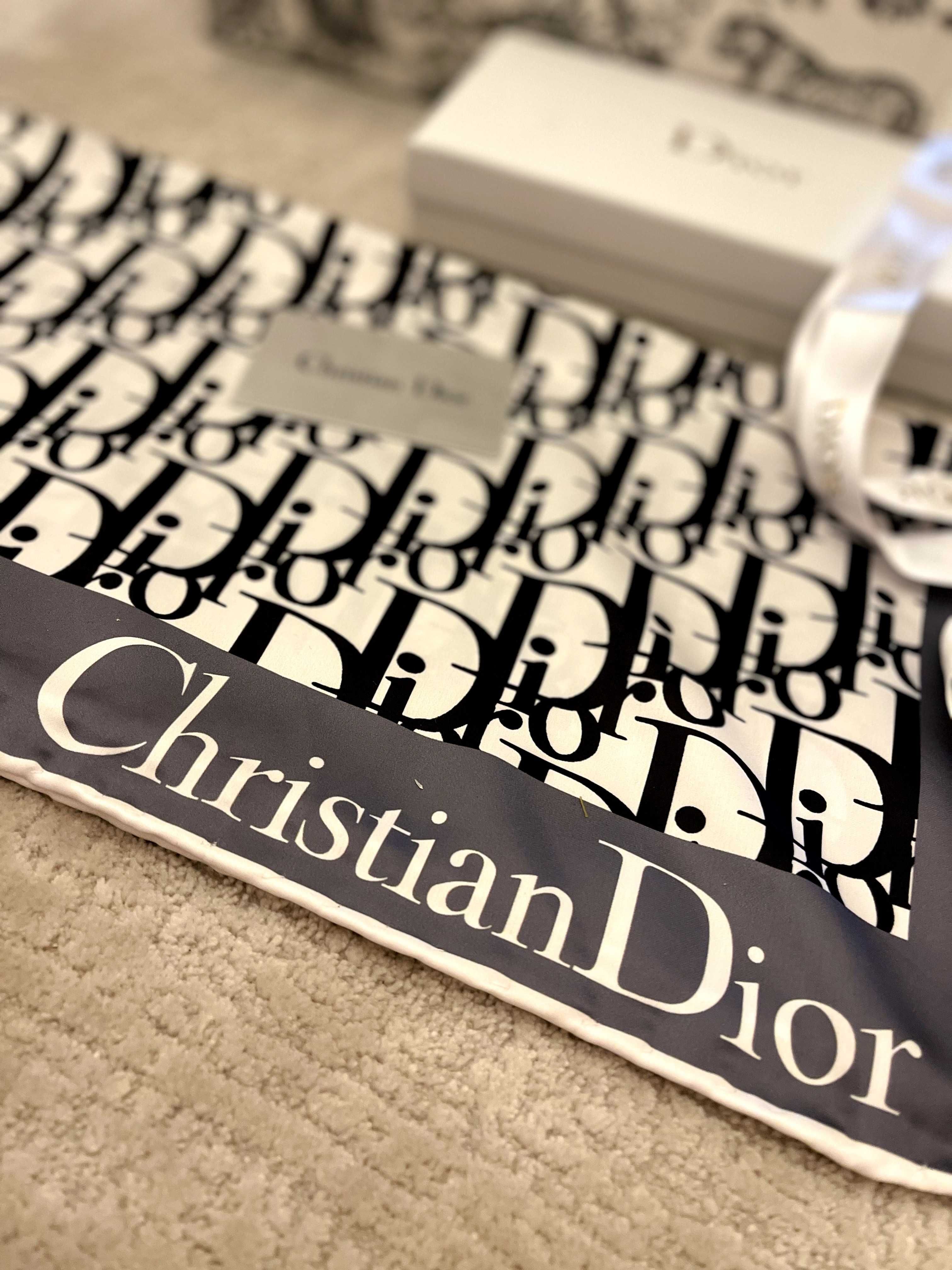 Eșarfa Christian Dior Alb-Gri