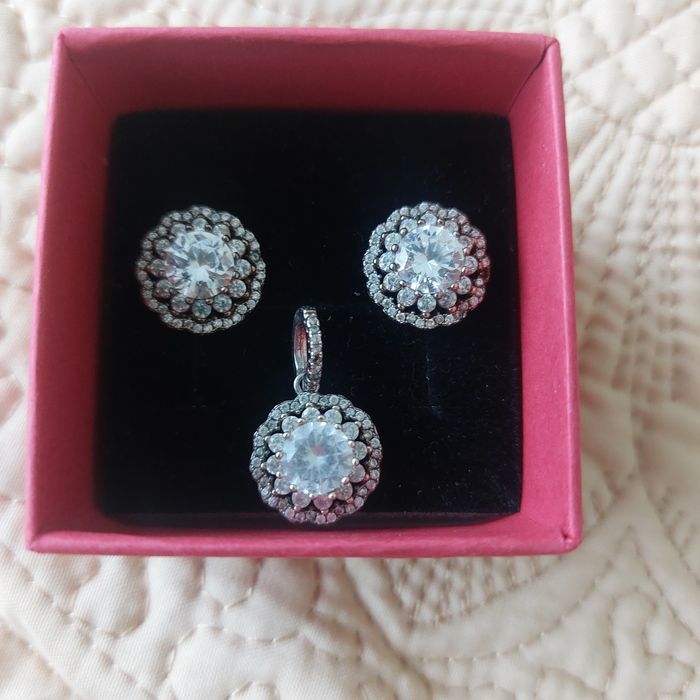 Set colier și cercei argint cu zirconiu