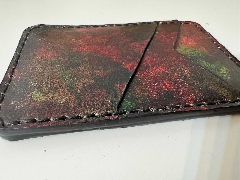 Portcard din piele vopsit manual