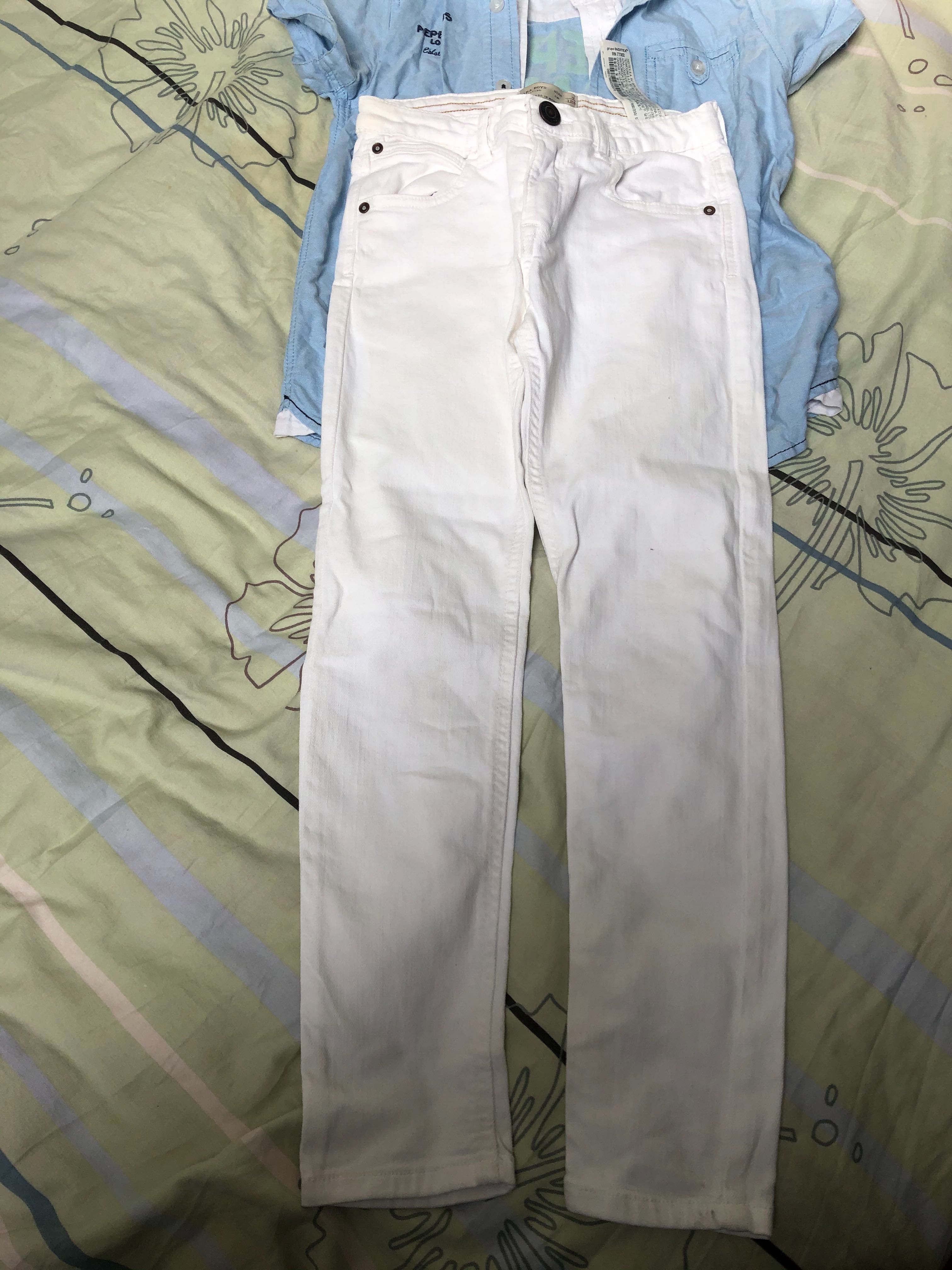 Cămașă copii Pepe Jeans + pantaloni slim albi Zara