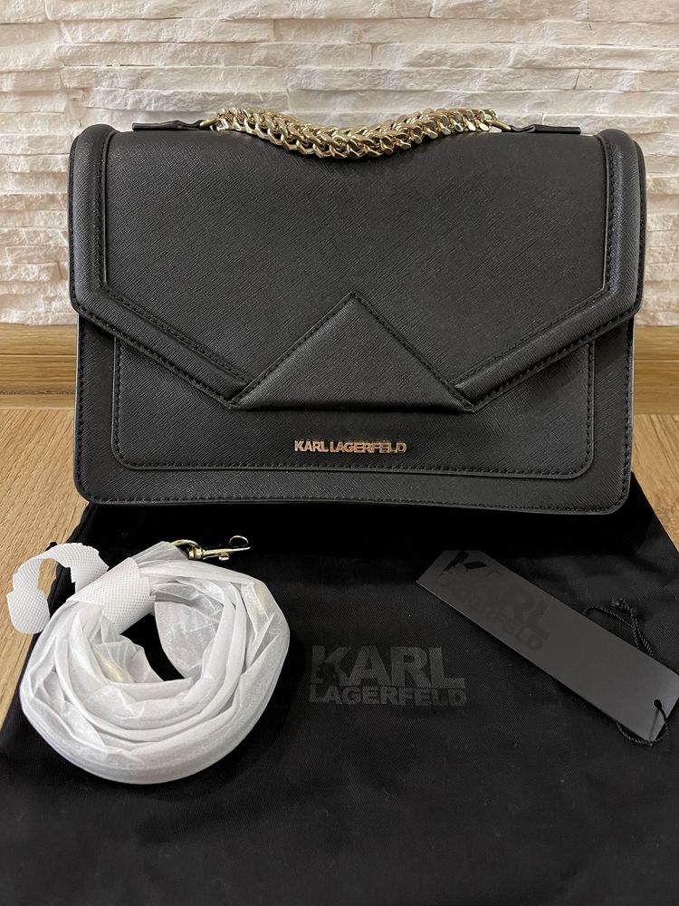Уникална чанта Karl Lagerfeld, 100% Естествена Кожа, 100% Оригинал