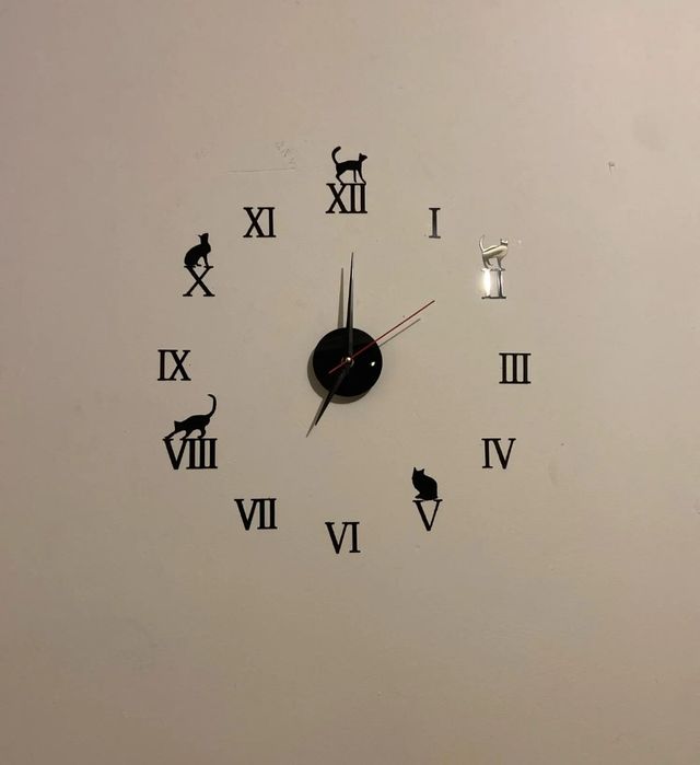 3D стенен часовник Котки