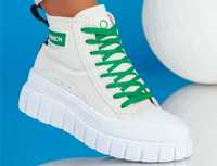 Дамски спортни обувки Live бяло/зелено размер 38