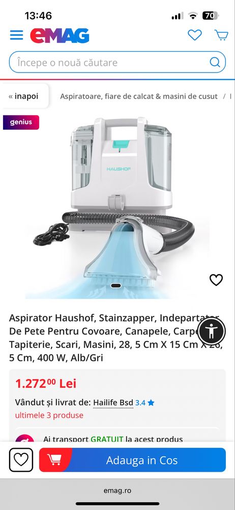 Aspirator injectie extractie pentru saltele,covoare etc