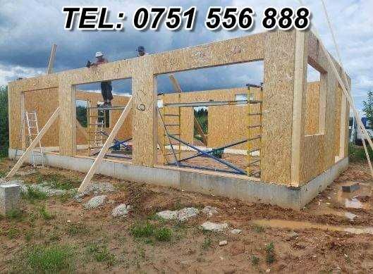 Casa din structura de lemn si cabane A-Frame