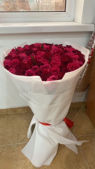 Красный и розовый 101 букеты красная