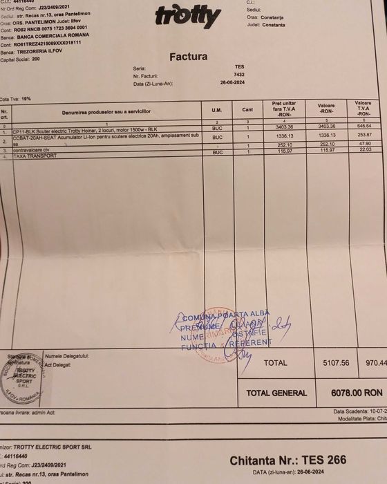 Scuter electric in stare foarte bună