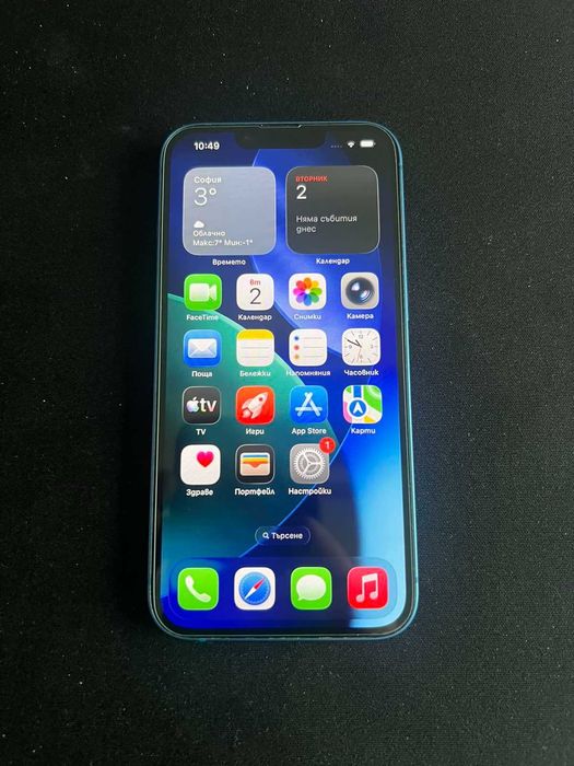 Iphone 13 128GB син като нов+кейсове и протектори