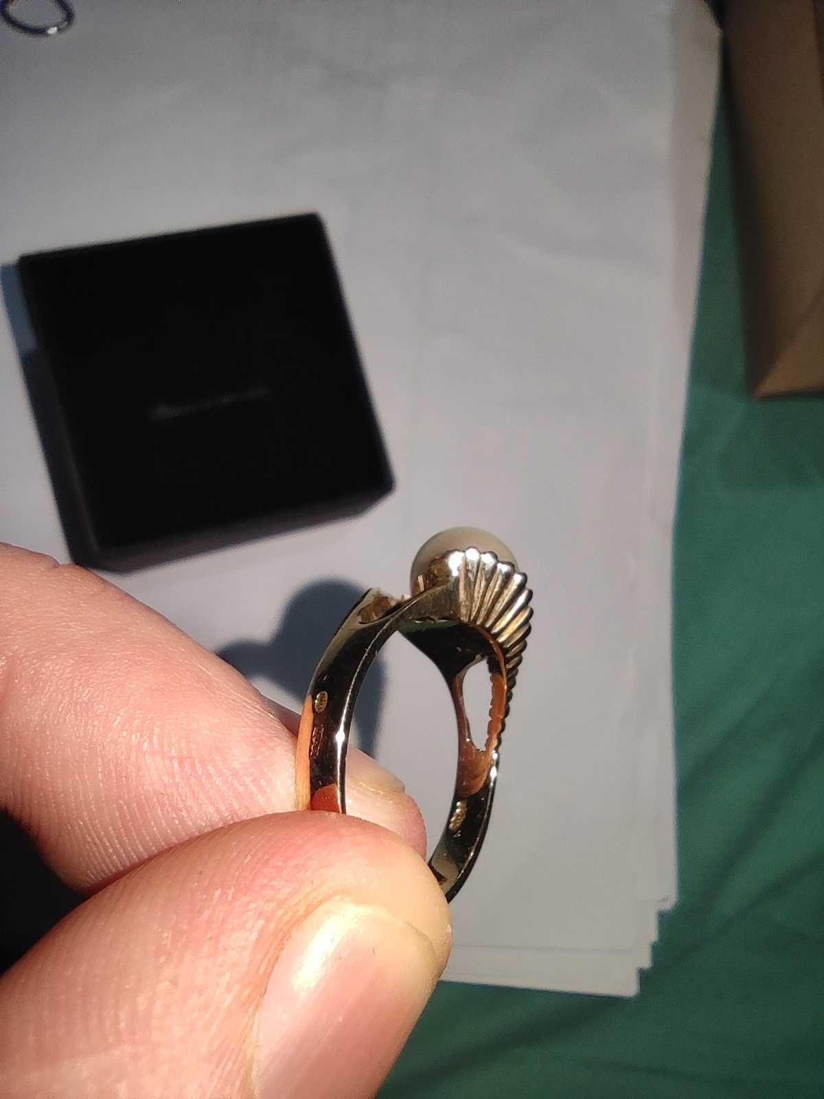 Inel vintage aur 14K  cu perla