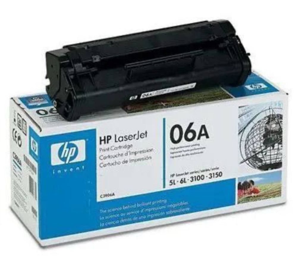 Тонер-картридж HP C3906A, черный, для лазерного принтера, оригинал
