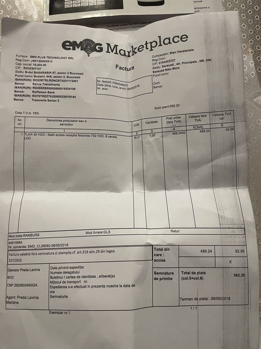Statii emisie receptie Motorola T92 H2O opt canale lcd