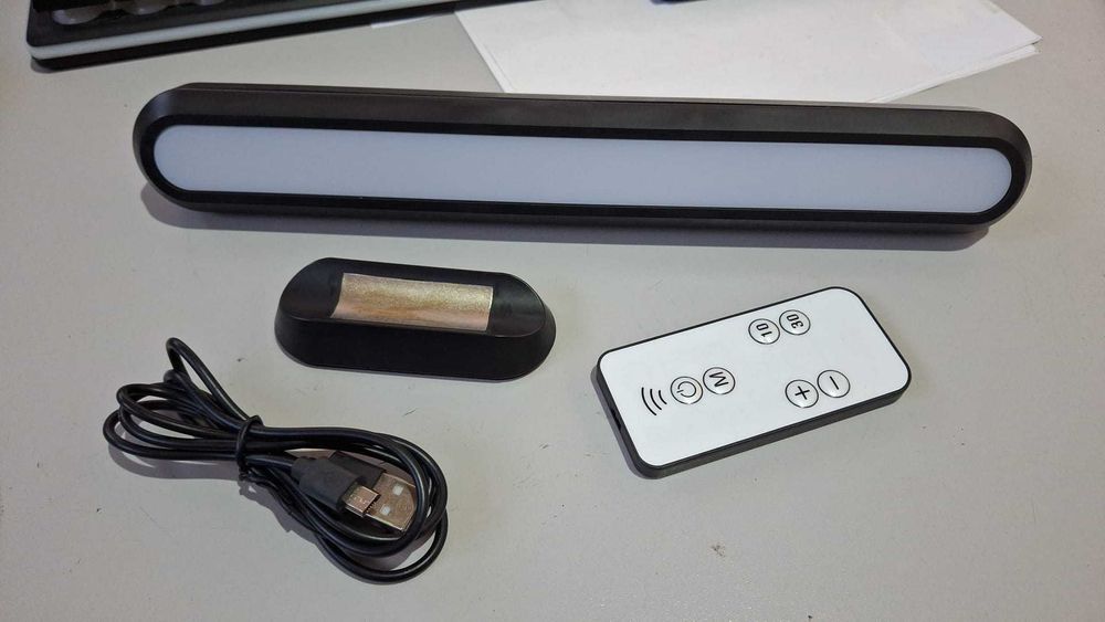 Lampa LED birou, 28.5 cm, cu montaj magnetic si telecomanda, USB