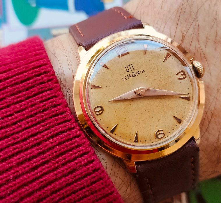 Lemania ceas elvetian vintage mecanic cadran tropical perete 16 rubine