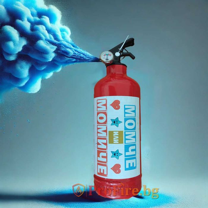 Пожарогасител за разкриване на пола на бебе – МОМЧЕ ИЛИ МОМИЧЕ