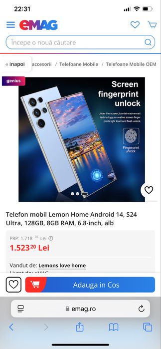 Vand telefon mobil lemon home ( caracteristici  S 24 ultra ) !