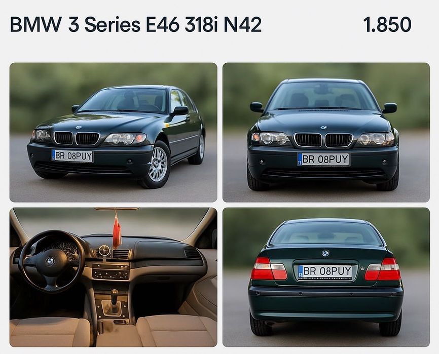 BMW Seria 3 E46 – 318i, 2002, 2.0 benzină – 1.750 €