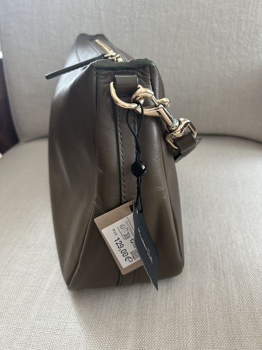 Geanta umar piele naturala kaki Massimo Dutti